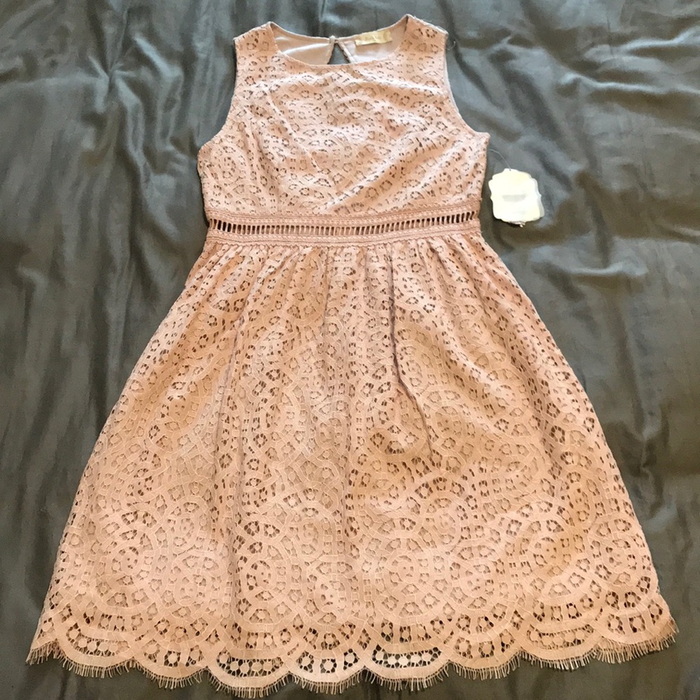 NWT Pink Lace Dress with Cut Out And Keyhole Back